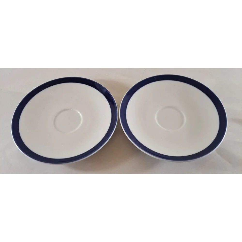 Williams Sonoma Brasserie Blue Saucers Set of 2 Navy Stripe Japan Replacements
